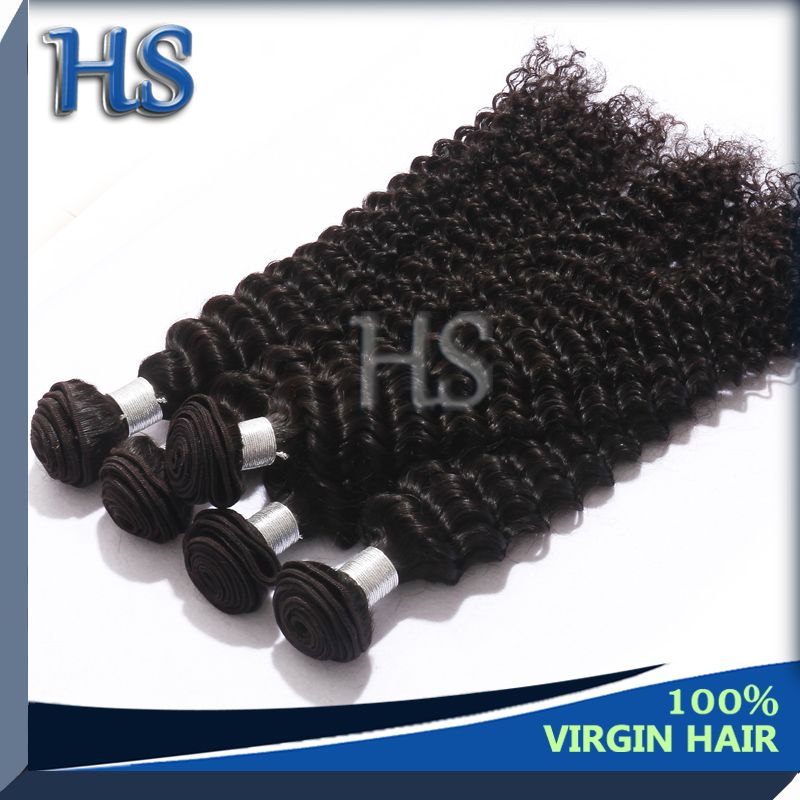 natural black Indian virgin hair deep curly hair weft