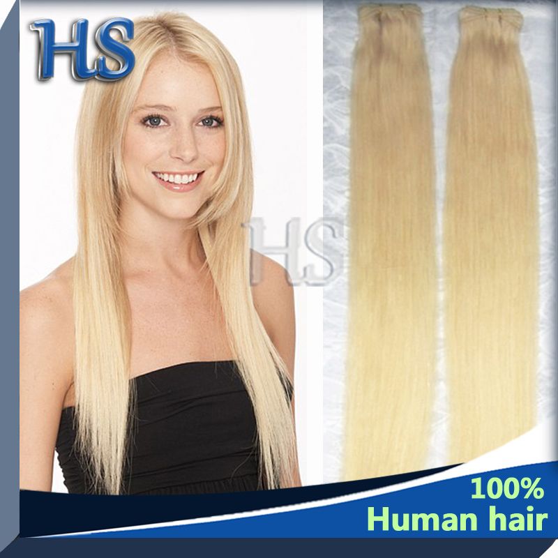 Human remy hair silky straight online 613# Blonde 