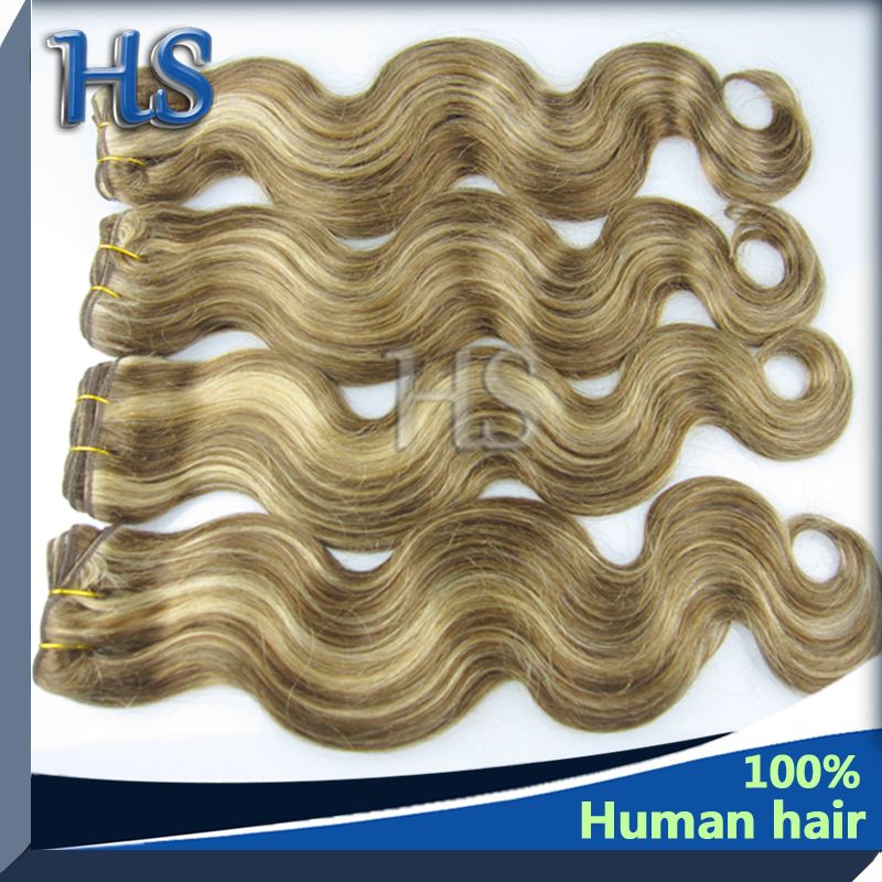 remy mix color #6/14 European body wave human hair weft