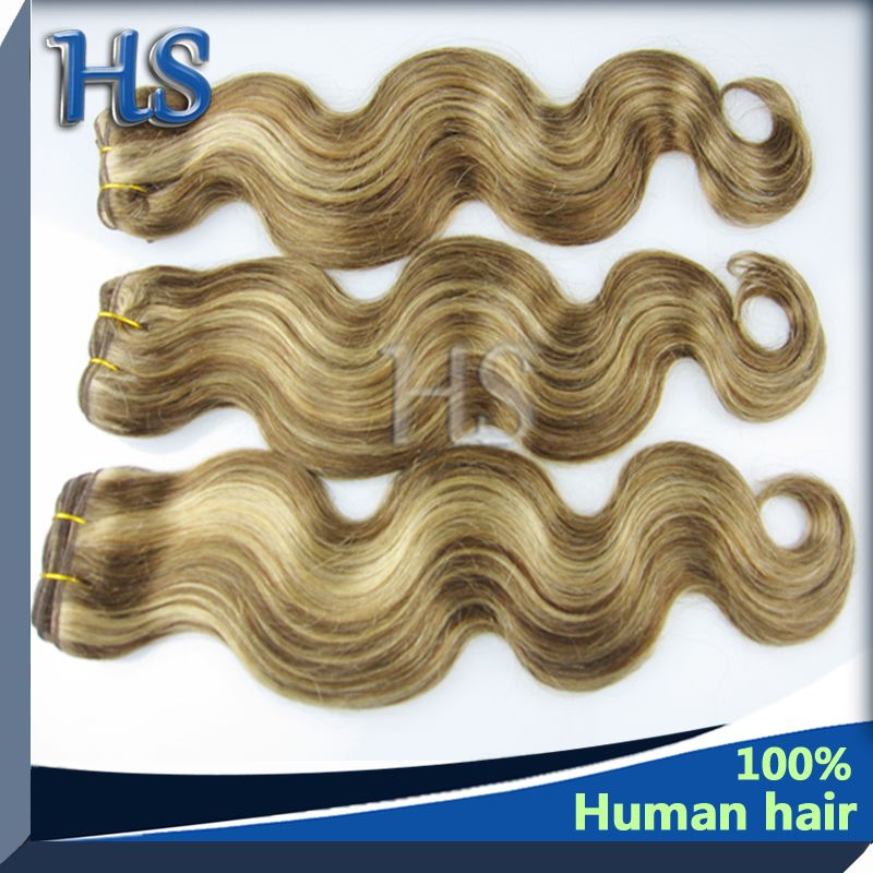 remy mix color #6/14 European body wave human hair weave
