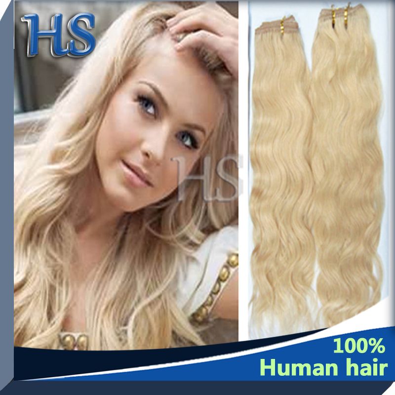 Brazilian Human Remy hair natural wave blonde 613# online