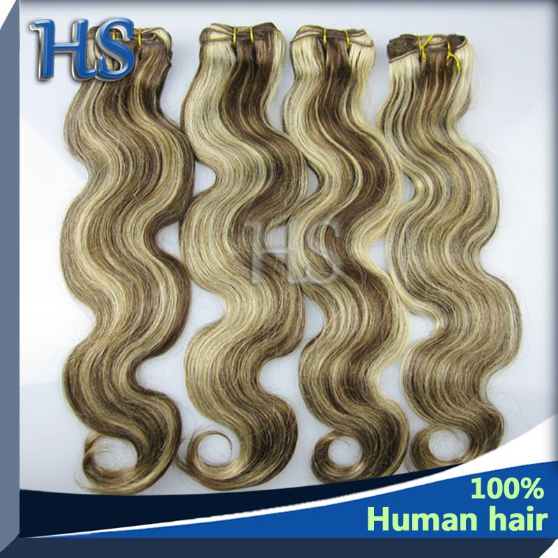 #2/22 top quality European body wave hair weft mix color hair