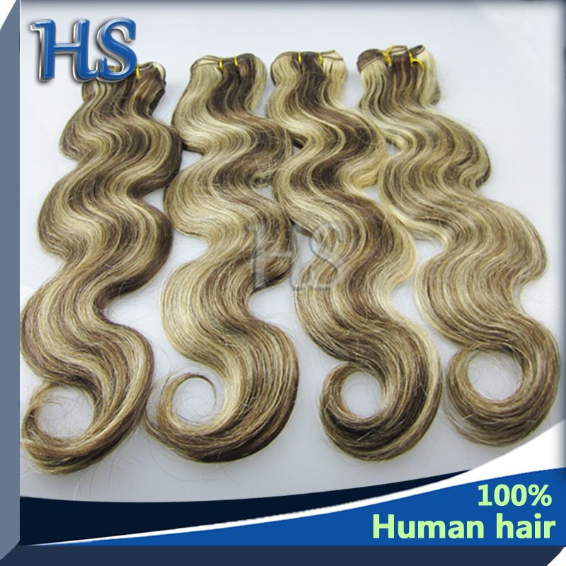 #2/22 top quality European body wave hair weft mix color hair