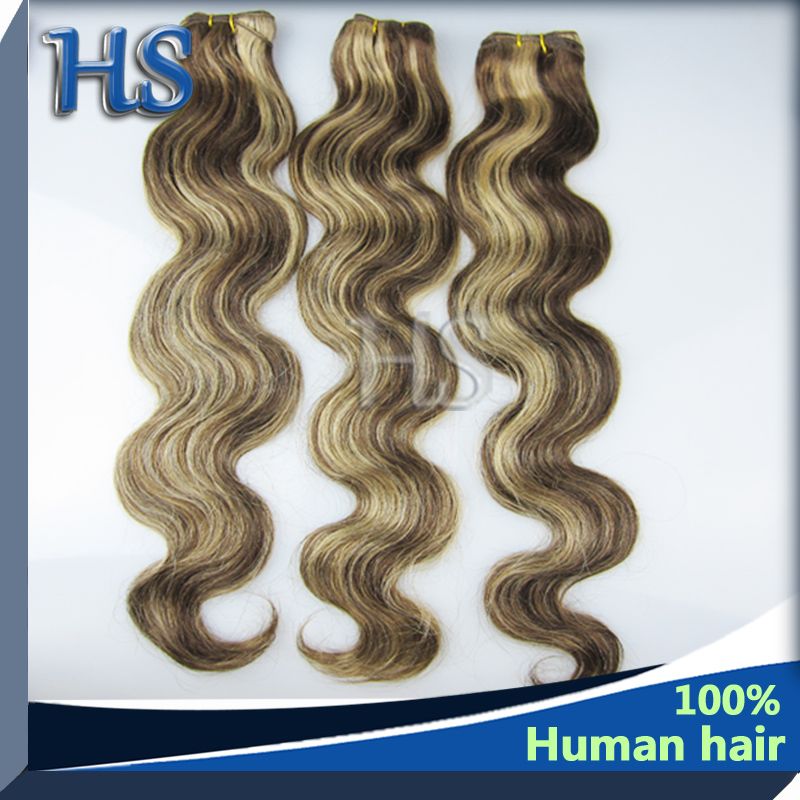 Remy human virgin mix color #6/18 European body wave human hair weft