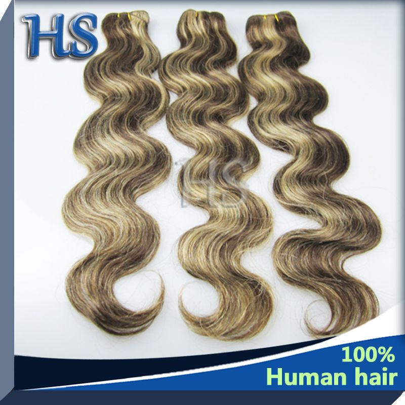 Remy human virgin mix color #6/18 European body wave human hair weft