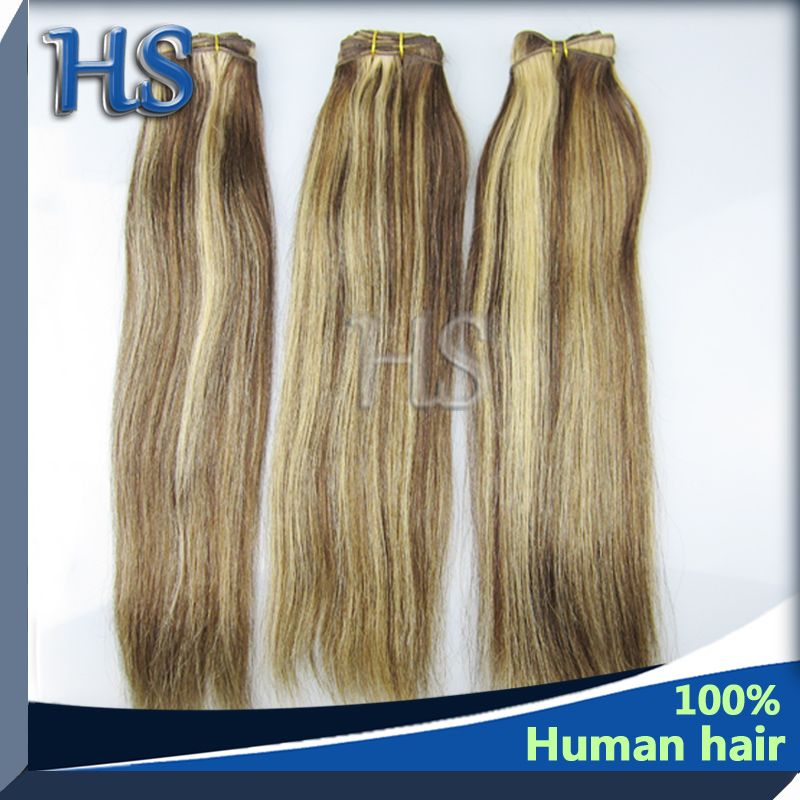 Natural straight human hair weft mix color