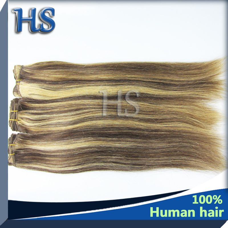 Natural straight human hair weft mix color