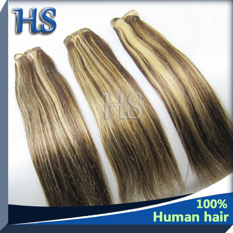 Natural straight human hair weft mix color