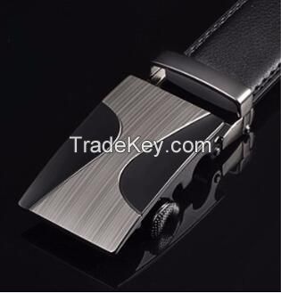 Black top grain cow hide leather men belt