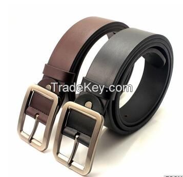 Brown embossed cow hide leather belt for men