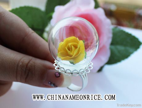 Glass globe rings, glass ball rings, Glass Globe Bubble Vial rings