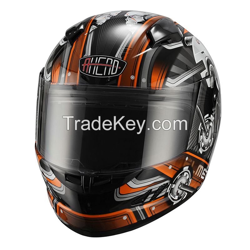 DOT Full Face Motorcycle Helmet Dual Visor AH-11-WS-BR