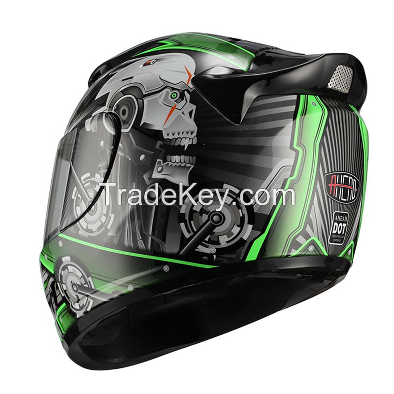 DOT Full Face Motorcycle Helmet Dual Visor AH-11-WS-GR