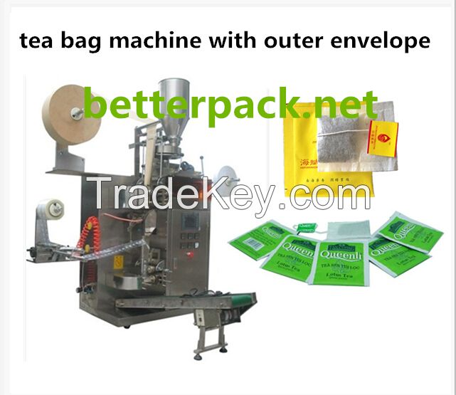 tea bag machine with outer envelope device