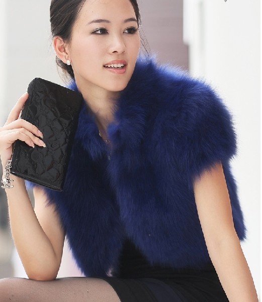 100% imported fox head hair, Female models fur bolero vest vest