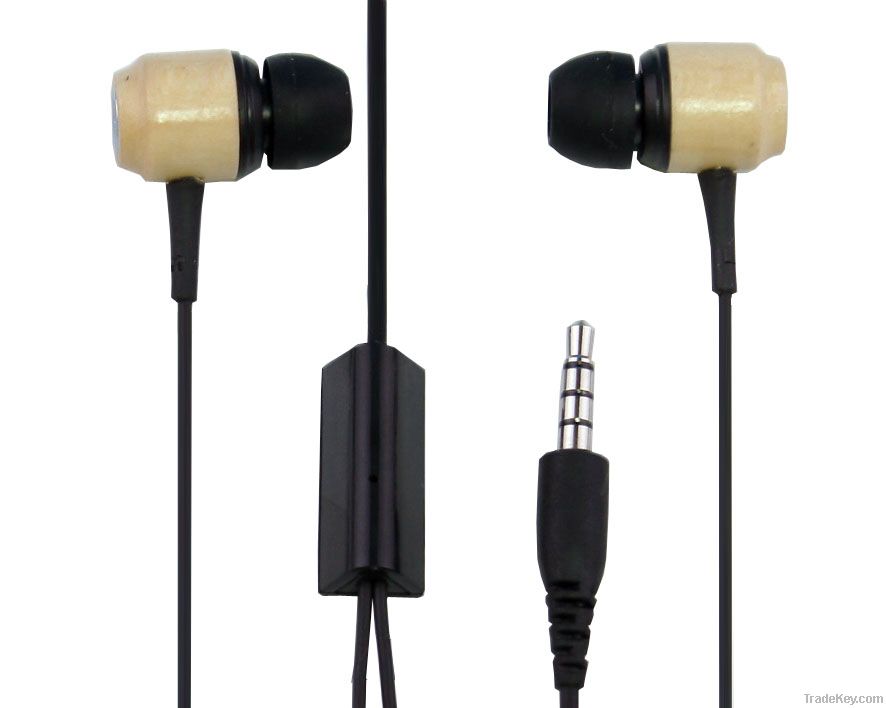 China Cherry Wood earphone for HTC