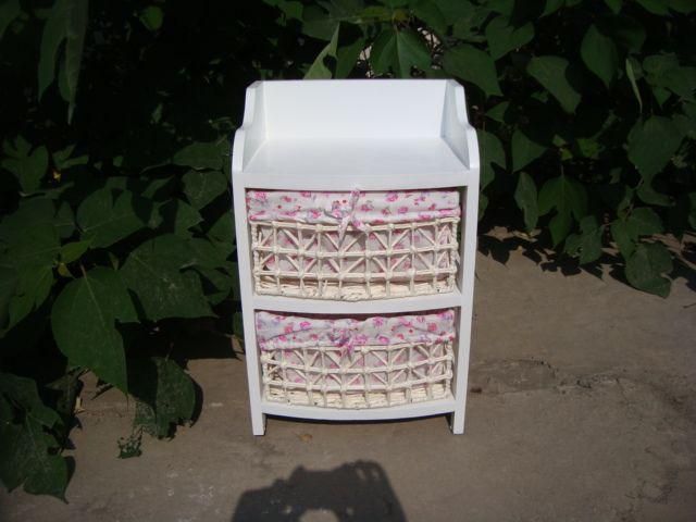 Wooden storage cabinet with drawer,wooden rack with straw baskets