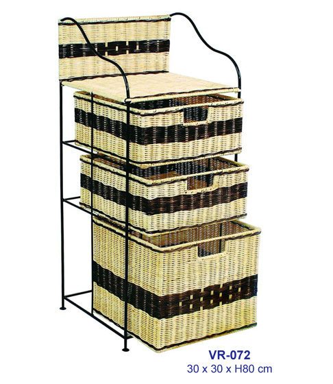 Iron frame rattan shelf