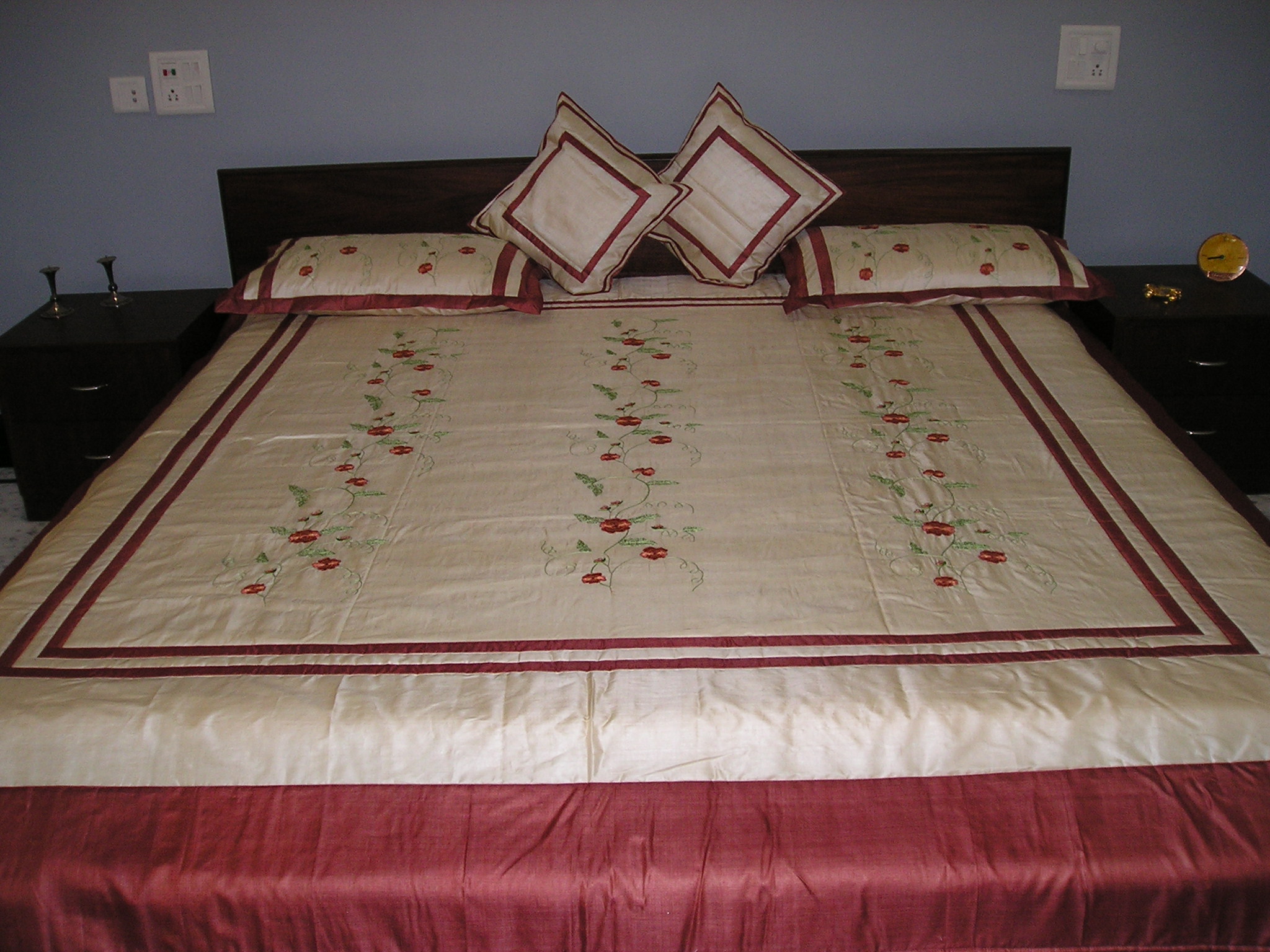 Kosa Silk Bed Spread with matching pillow cover andd cushion cover