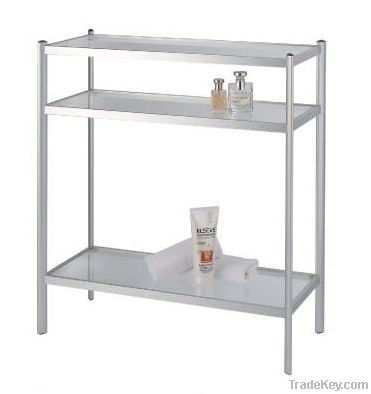 Al free standing bathroom glass shelf