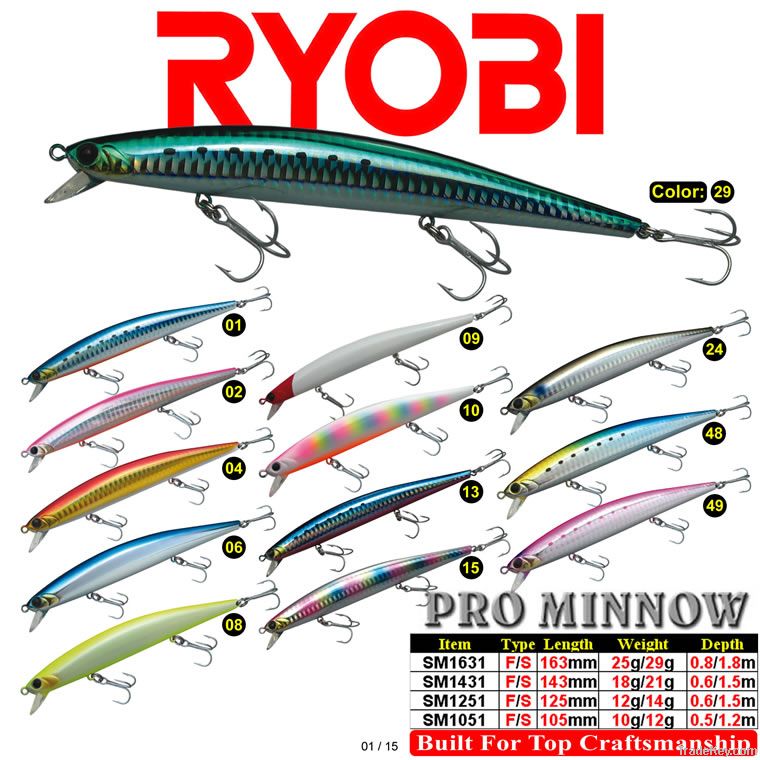 RYOBI HARD FISHING LURES - PRO MINNOW