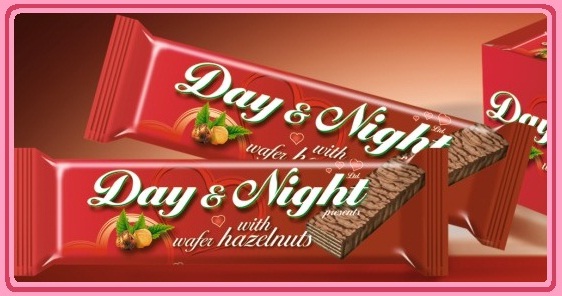 Day & Night wafer with cream hazelnut and cacao coating 45gr.