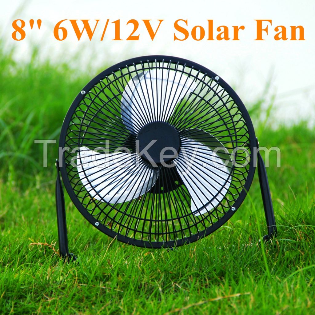 2 Years Warranty Low Cost 9'' 12V 6W Solar DC Fan with BLDC Motor