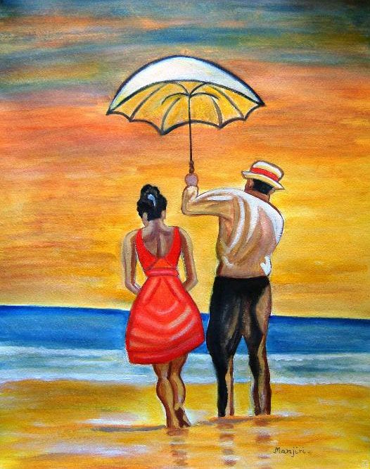  Romance on the beach Painting