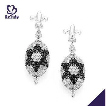 fashion jewelry women gifts flur de lis design AAA CZ 925 sterling silver earrings