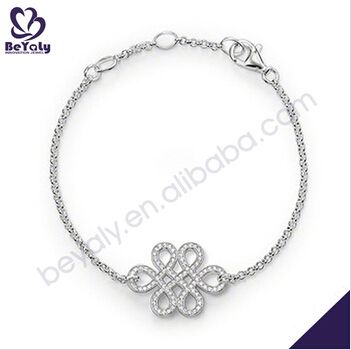 fashion jewelry women gifts beautiful knot design AAA CZ 925 sterling silver bracelet