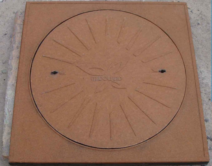 manhole cover square frame with inner round cover