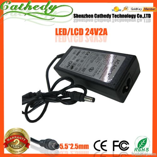 24V 2A LCD Monitor Printer NEW AC DC Adapter Power Supply Cord Charger