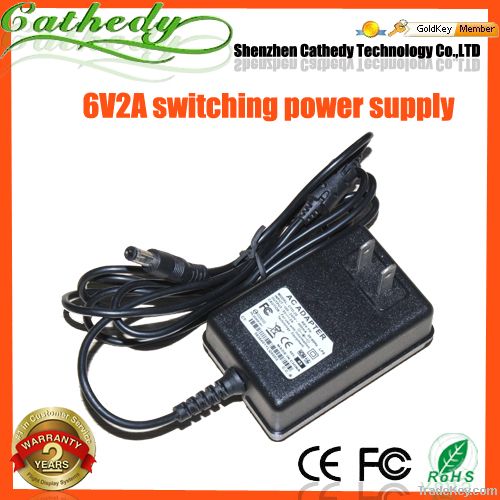 5.5X2.1mm 6V 2A 2000mA wall charger Switching Power Supply