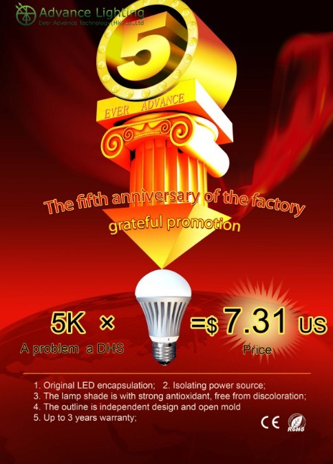 Die-casting Aluminum, 6W LED Globe Bulb, SMD3014 LED Lamp, B22