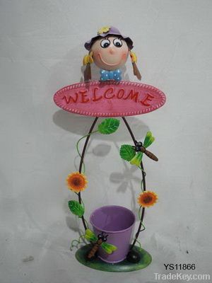 19"h Garden Girl W/pot