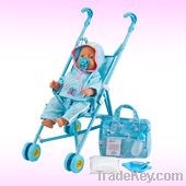 real like baby doll with metal stroller