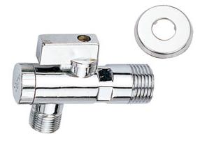 C.P brass angle valve, with rossete, with filter