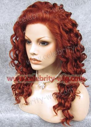 red synthetic curly hair lace front wigs