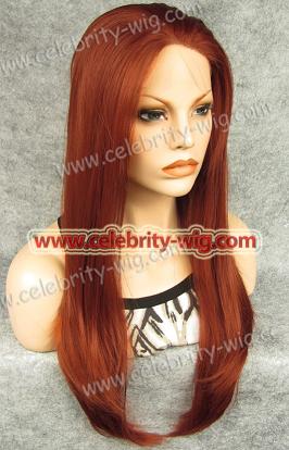 long red synthetic straight lace front wigs