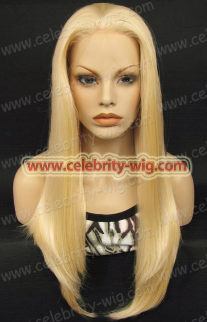 long blonde synthetic straight lace front wig