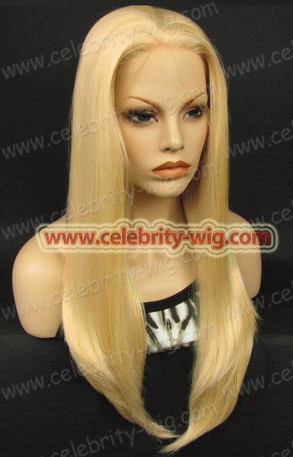 long blonde synthetic straight lace front wig
