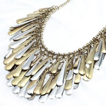 Fashion Luxurious Two Tone Leaf Shape Fringe Alloy Necklace-X0285R Jew