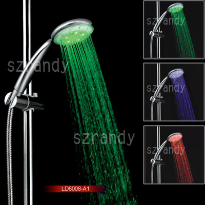 temperature detecting led hand shower head without battery