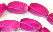 Wooden Beads, Twisted 19x9mm, Fuchsia