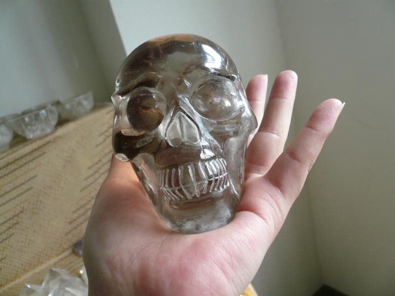 Realistic light smokey skull carving