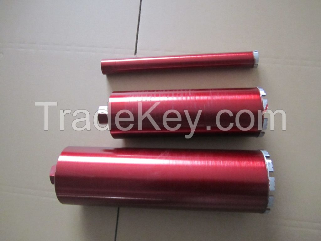 Wet drilling hollow core diamond drill bits for reinforced concrete