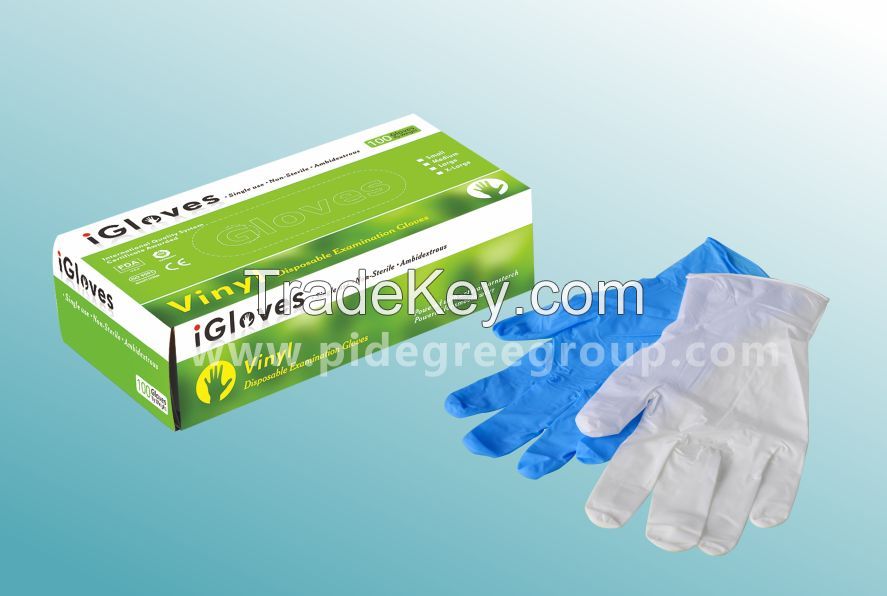 9 or 12 Inch Powdered or Powder Free Disposable Vinyl GlovesÂ for exam , laboratory, Food handing