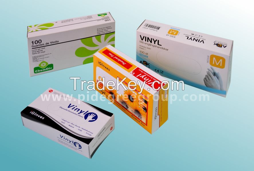 9 or 12 Inch Powdered or Powder Free Disposable Vinyl Glovesfor exam , laboratory, Food handing