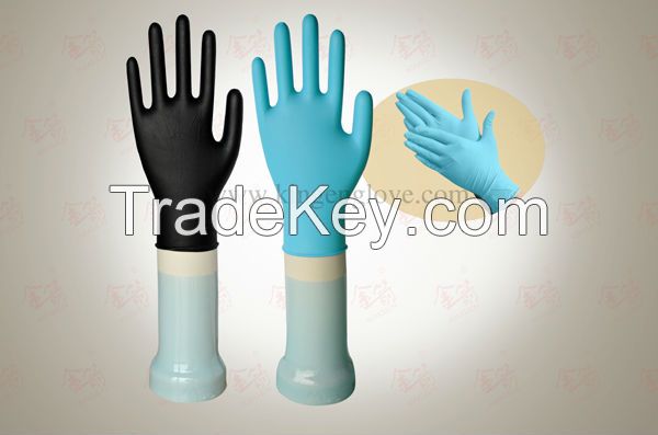 Powder free nitrile gloves disosable examination gloves 9&quot; blue color