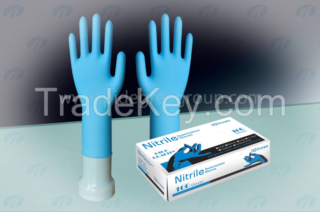 Powder free Nitrile Exam Gloves with Blue